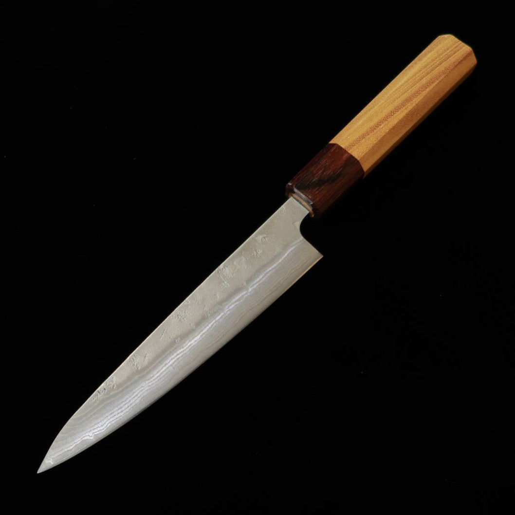 Miura MIURA Petty aço sueco Nashiji Damasco, cabo octogonal em olmo-japonês (keyaki) (135 mm)