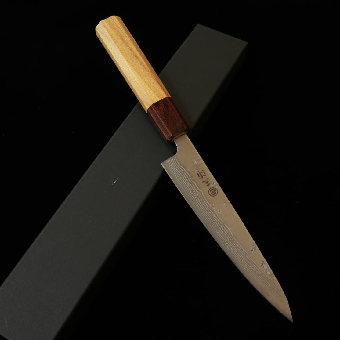 三浦MIURA ペティ スウェーデン鋼 梨地 ダマスカス 欅八角柄（135mm）