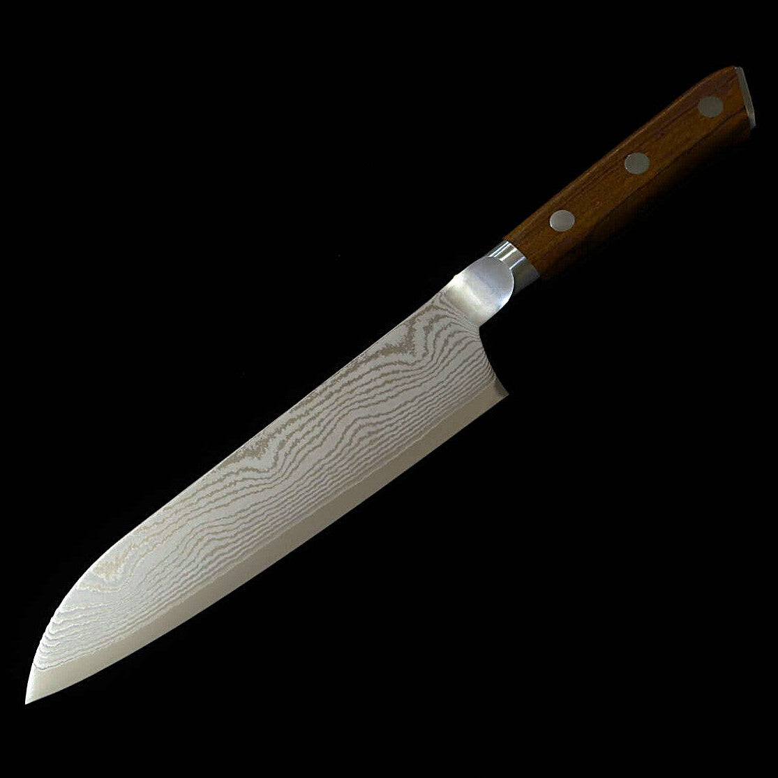 [Nouveau Standard] ZANMAI (MCUSTA) – Santoku, Série Classic 3 Damascus, Manche en bois de fer (Ironwood) (180 mm)