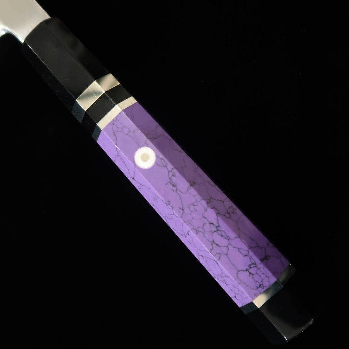 Kiritsuke Yanagiba MIURA OBIDAMA Nakagawa Satoshi, Ginsan acabado espejo, filo unilateral para zurdos, mango personalizado -púrpura- (270/300 mm)