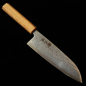 MIURA Santoku, Ginsan no. 3, Rope-Pattern Damascus with Clear Oak Octagonal Handle (165mm)