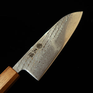 MIURA Santoku, Ginsan no. 3, Rope-Pattern Damascus with Clear Oak Octagonal Handle (165mm)