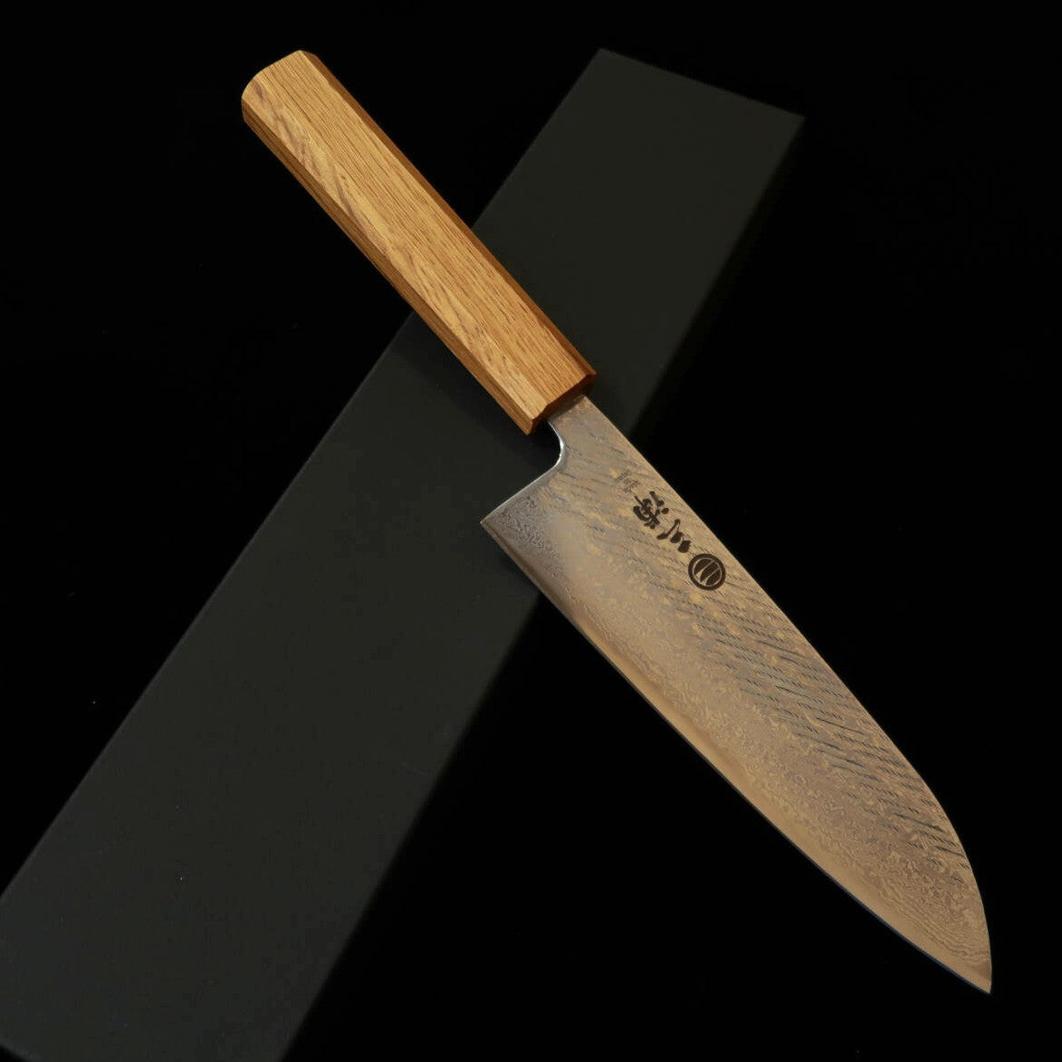MIURA Santoku, Ginsan no. 3, Rope-Pattern Damascus with Clear Oak Octagonal Handle (165mm)