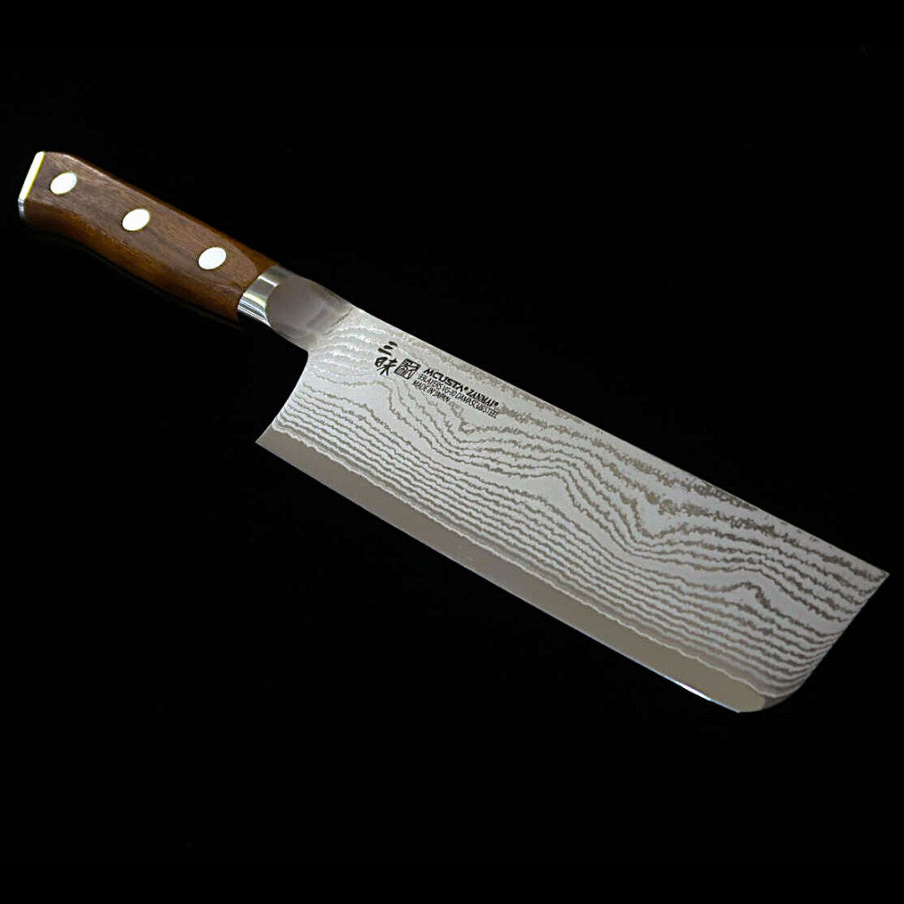 【新定番】三昧MCUSTA ZANMAI クラシック3ダマスカス　菜切 アイアンウッド　(165mm)