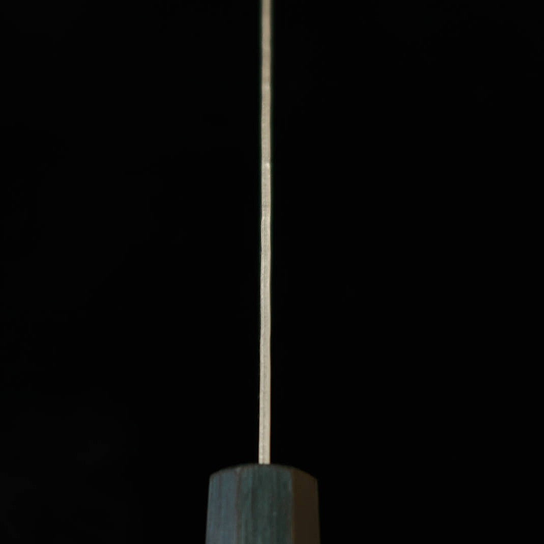 MIURA santoku aço sueco, acabamento nashiji, damasco, cabo octogonal índigo (165 mm)