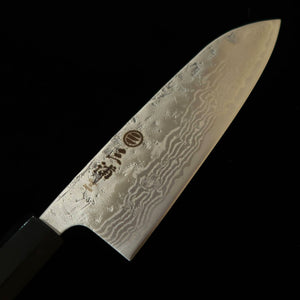 MIURA Santoku aço sueco acabamento fosco (nashiji) Damasco cabo de ébano octogonal (165 mm)