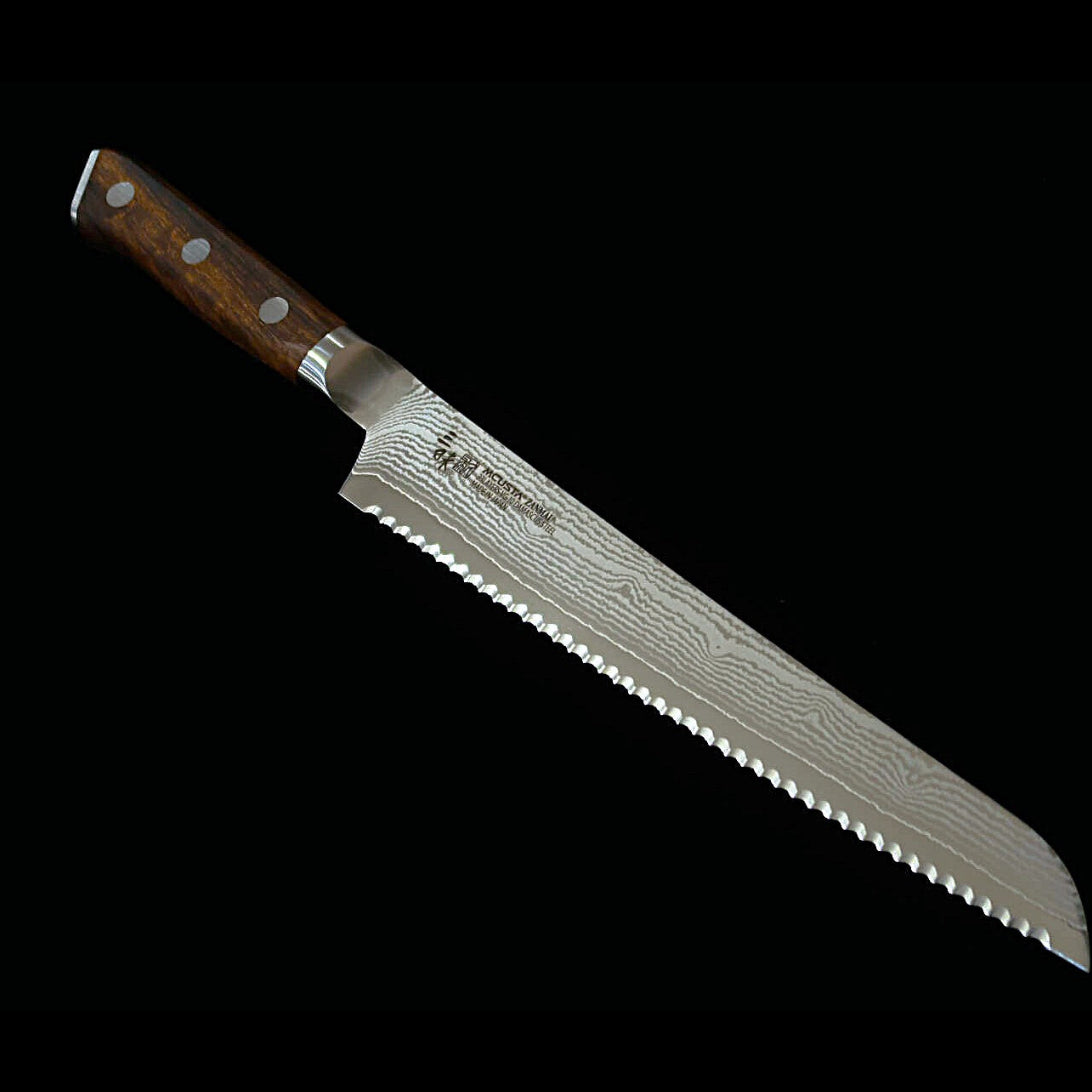【新定番】三昧MCUSTA ZANMAI クラシック3ダマスカス　パン切 アイアンウッド　(230mm)