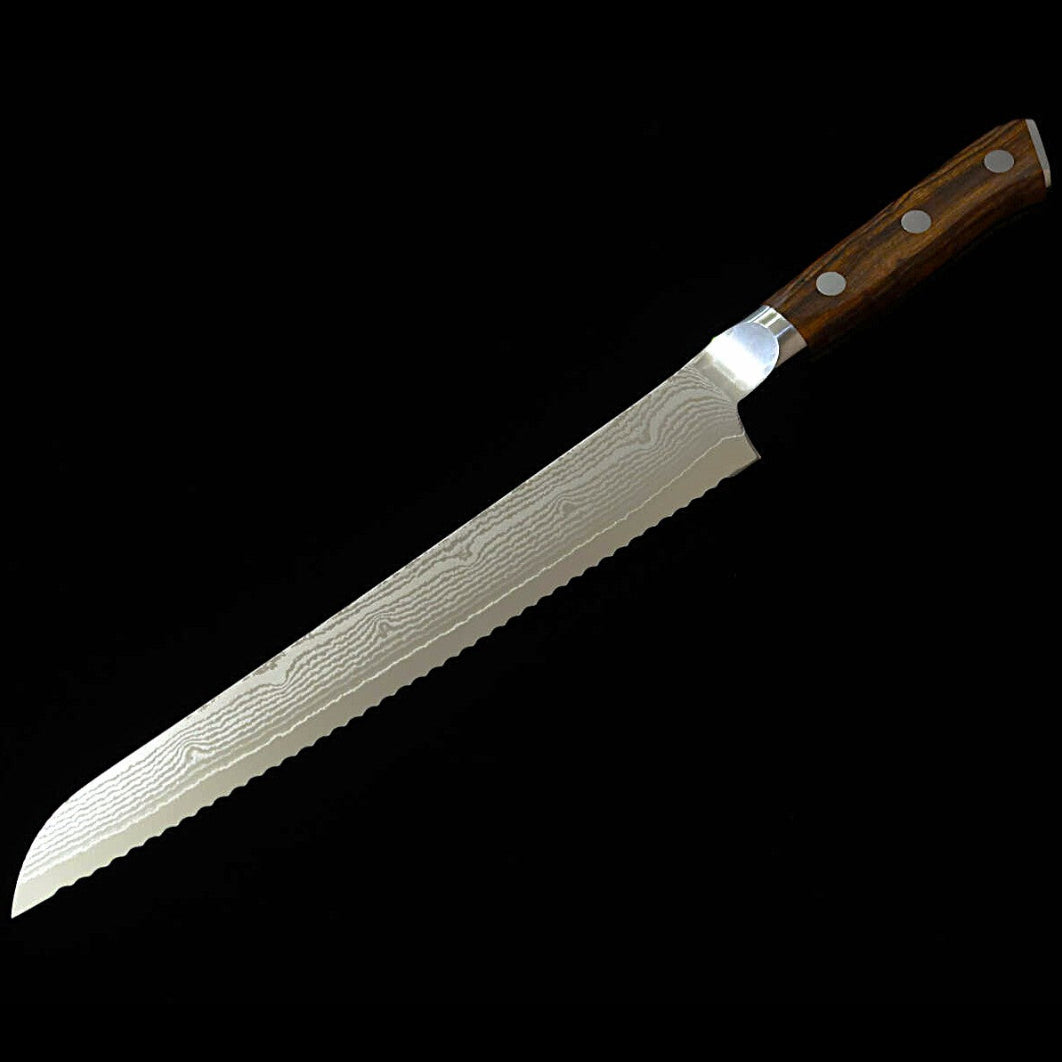 【新定番】三昧MCUSTA ZANMAI クラシック3ダマスカス　パン切 アイアンウッド　(230mm)