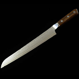 (New Classic) ZANMAI MCUSTA Classic 3 Damascus Bread Knife, Ironwood (230mm)