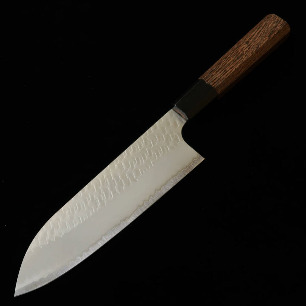 NIGARA Santoku, SG2, Polished Tsuchime with Wenge Octagonal Handle (180mm)
