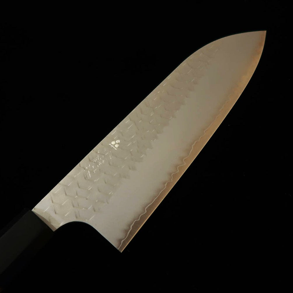 NIGARA Santoku, SG2, Polished Tsuchime with Wenge Octagonal Handle (180mm)