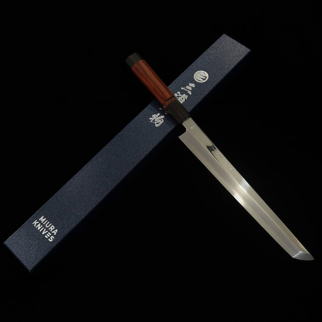 Miura Haï MIURA Obidama Yanagiba pointe ronde VG10 Finition miroir Manche bubinga (270 mm)