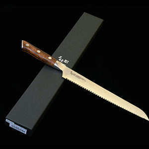 (New Classic) ZANMAI MCUSTA Classic 3 Damascus Bread Knife, Ironwood (230mm)