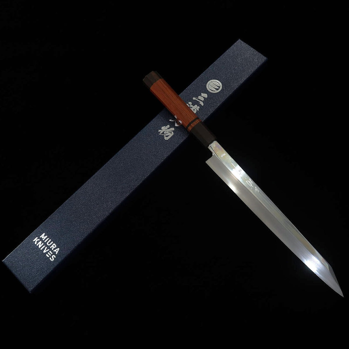 Kiritsuke Yanagiba MIURA Obidama Inox VG10 Acabamento Espelhado Cabo Bubinga (270mm)