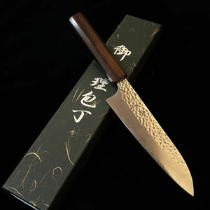 Hatsukokoro HATSUKOKORO Taka Santoku VG10, martelada, Damasco, cabo integral em ébano (170 mm)