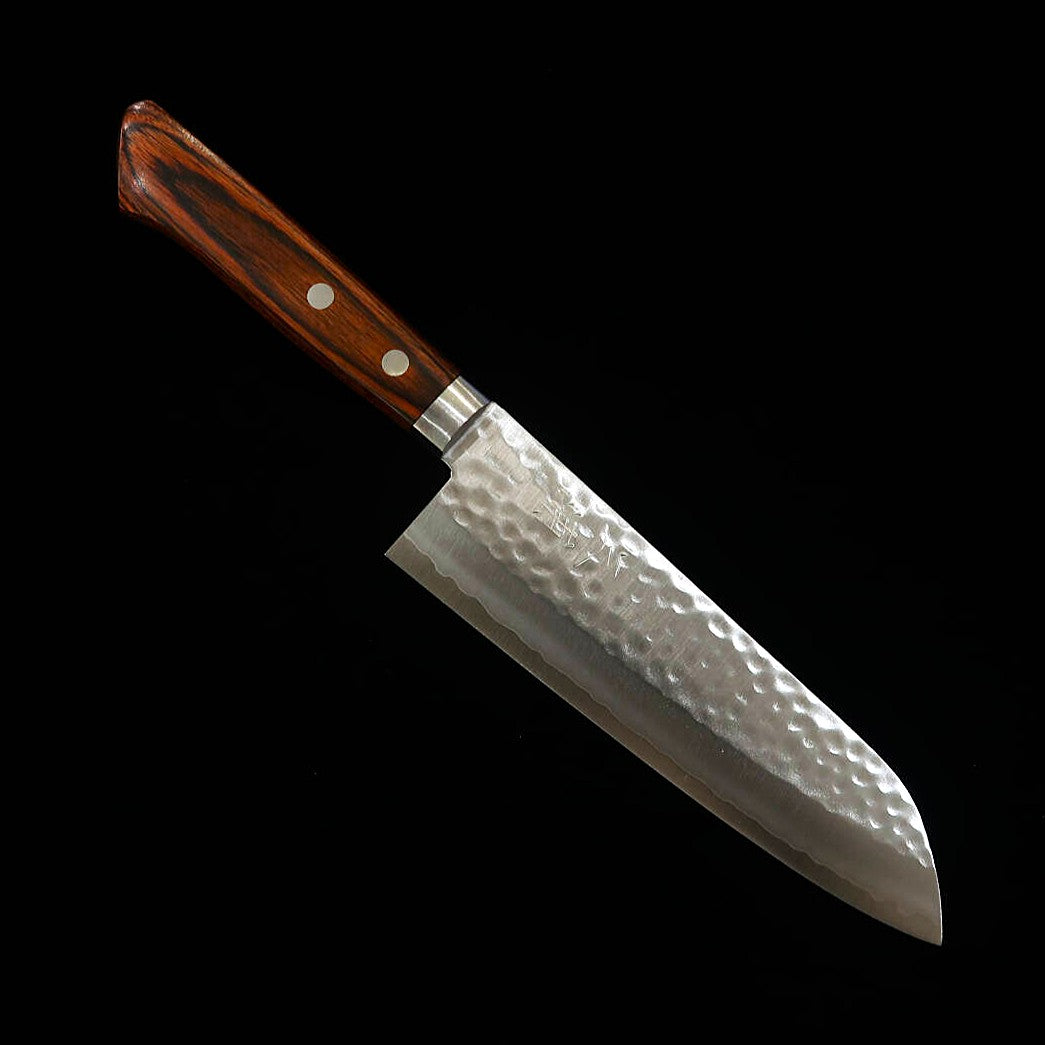 MIURA Santoku V1 D.P Gold, martelé, manche en acajou (170mm)