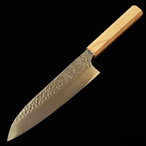 HATSUKOKORO Hatsukokoro – Taka, Santoku VG10, damas martelé, manche monobloc en olivier (170 mm)