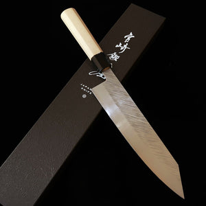 MIYAZAKI KAJIYA gyuto kiritsuke ZA18 damasco martelado sub-zero cabo octogonal de pau (250 mm)