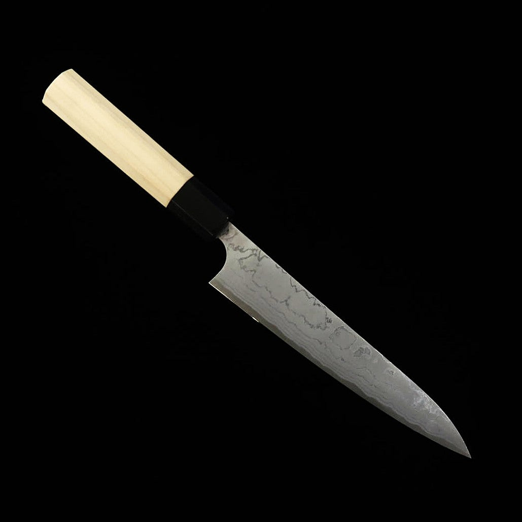 MASAKAGE Masakage Shimo Petty acero Shirogami nº2 damasco mango octogonal de magnolia (150 mm)