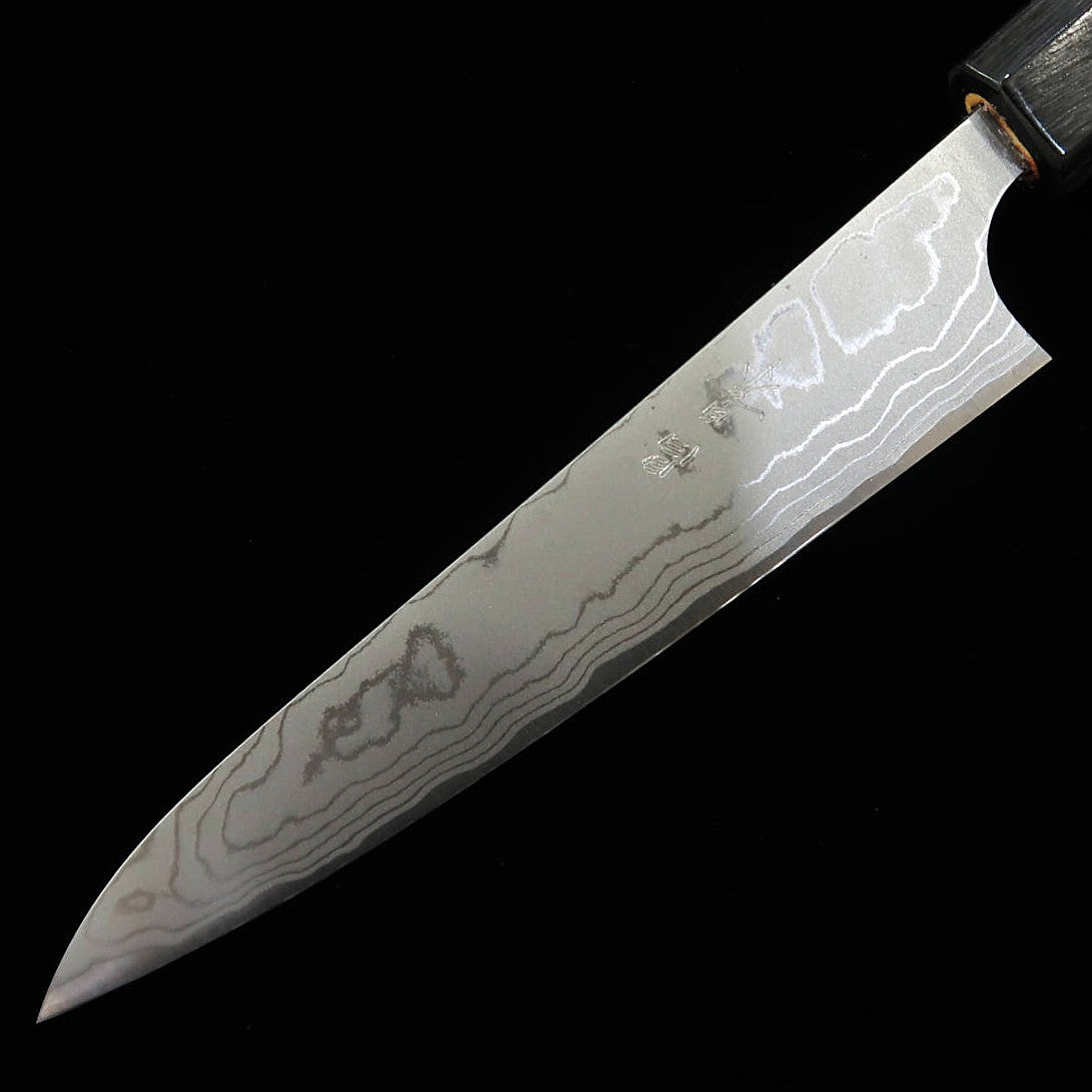 MASAKAGE Shimô Couteau d’office Acier blanc n°2 Damas, manche octogonal en magnolia (150 mm)