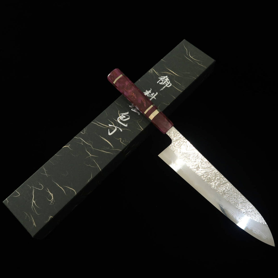 Yoshihide MASUDA Gyuto Papier blanc No.2 Damas Argent Bois stabilisé (240mm)