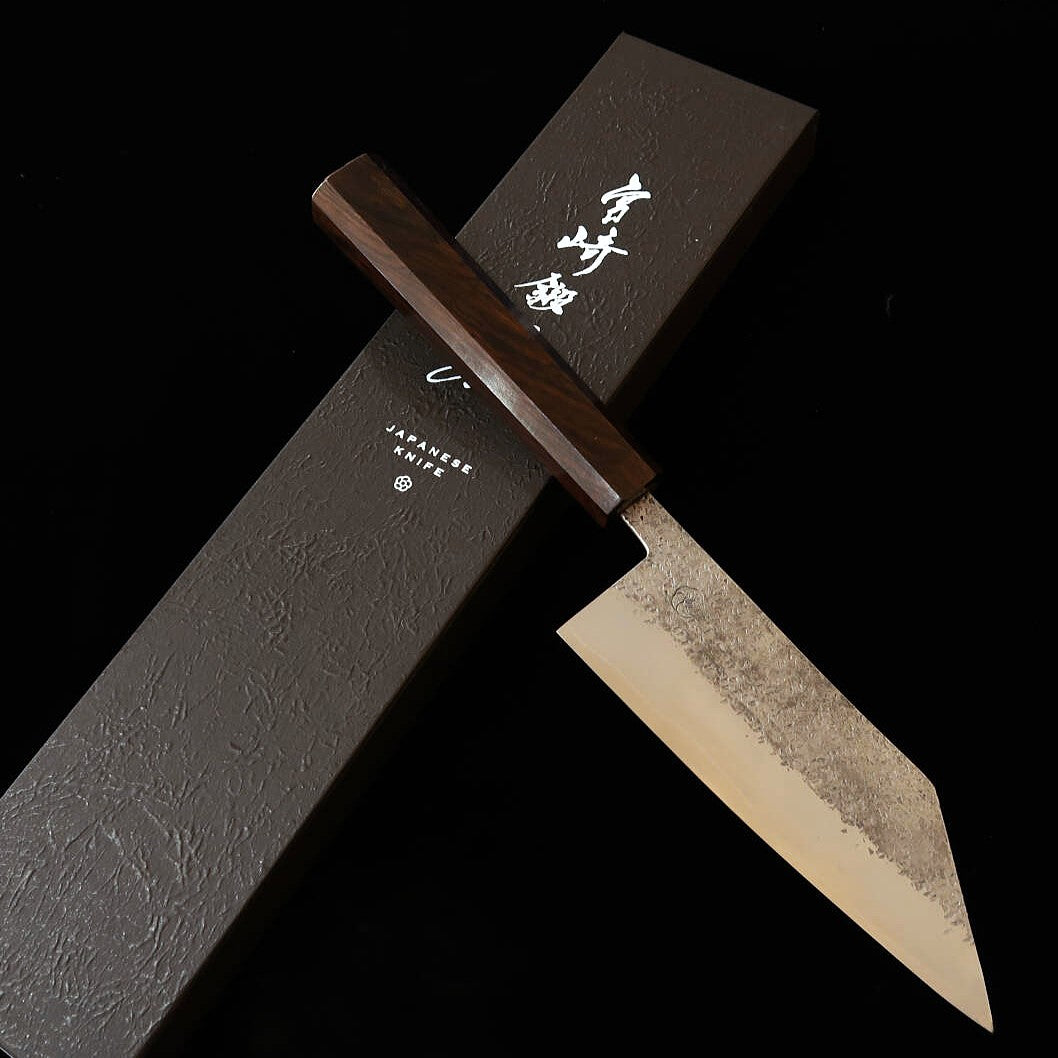 宮崎鍛冶屋 MIYAZAKI KAJIYA 椿 文化 銀紙三号 鎚目 黒檀一体柄（150mm）