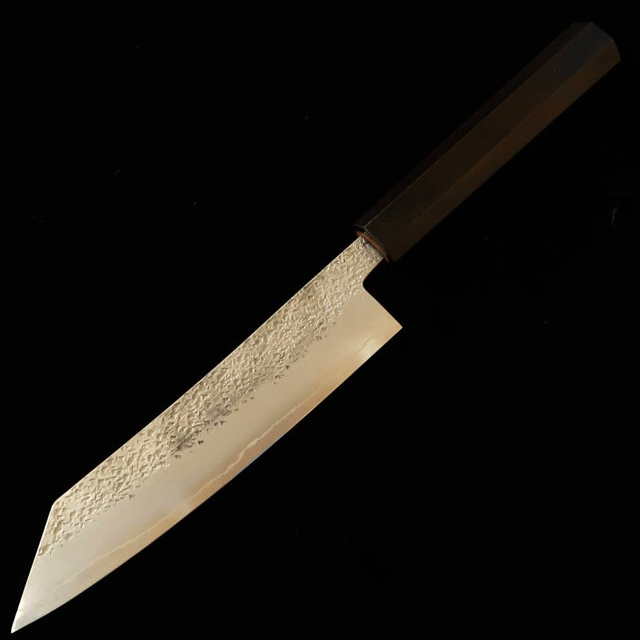 MIYAZAKI KAJIYA - Tsubaki - couteau d’office kiritsuke, acier Gingami n°3, martelé, manche monobloc en ébène (150 mm)