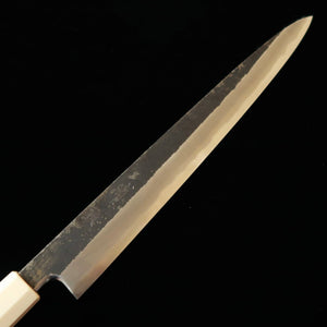 Miura Itadaki MIURA Itadaki Tanaka Giichi yanagiba Shirogami #2, acabamento negro forjado, cabo em turquesa branca (270 mm)
