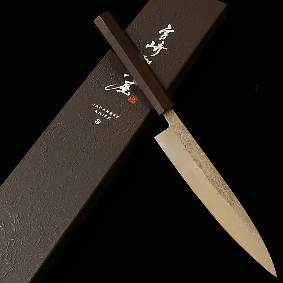 宮崎鍛冶屋 MIYAZAKI KAJIYA ペティ 銀紙三号 鎚目 黒檀一体柄（160mm）