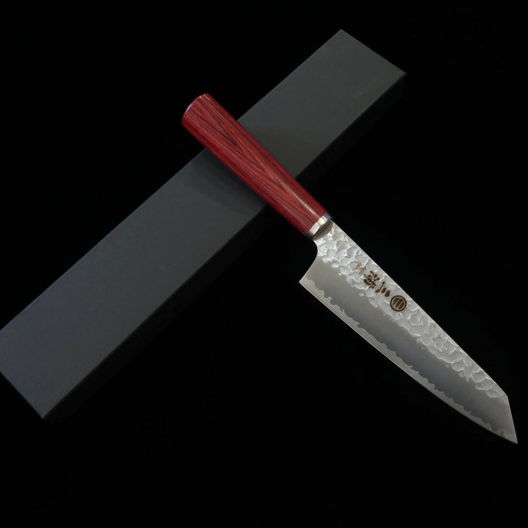 Miura Kiritsuke VG10 martelé, manche en bois stratifié rouge (165 mm)