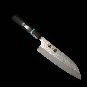 Miura MIURA Santoku SG2 Tsuchime with Octagonal Ebony and Turquoise Handle (165mm)