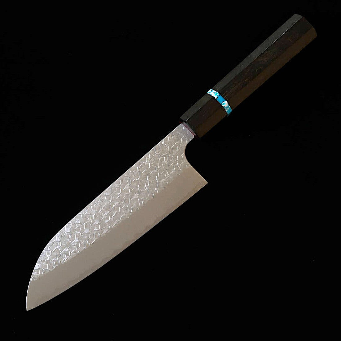 Miura MIURA Santoku SG2 Tsuchime Cabo octogonal de ébano com turquesa (165 mm)