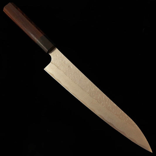 二唐刃物鍛造所NIGARA 筋引 SG STRIX 鎚目 ダマスカス 紫檀柄 (240mm)