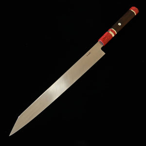 MIURA Obidama yanagiba kiritsuke KANDOKORO VG10 espelhado cabo custom vermelho (300 mm)