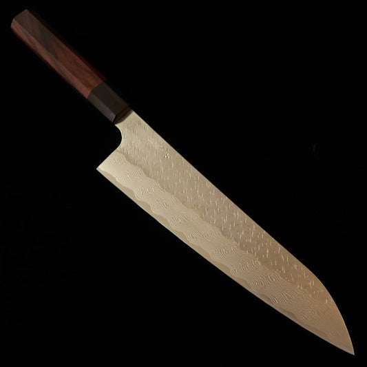 二唐刃物鍛造所NIGARA 牛刀 SG STRIX 鎚目 ダマスカス 紫檀柄 (210/240mm)