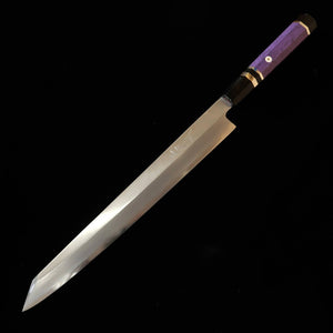 Miura-Hai MIURA Obidama Kiritsuke Yanagiba para Canhotos Gin-3 Acabamento em Madeira de Afiação Cabo Custom – Roxo (300 mm)