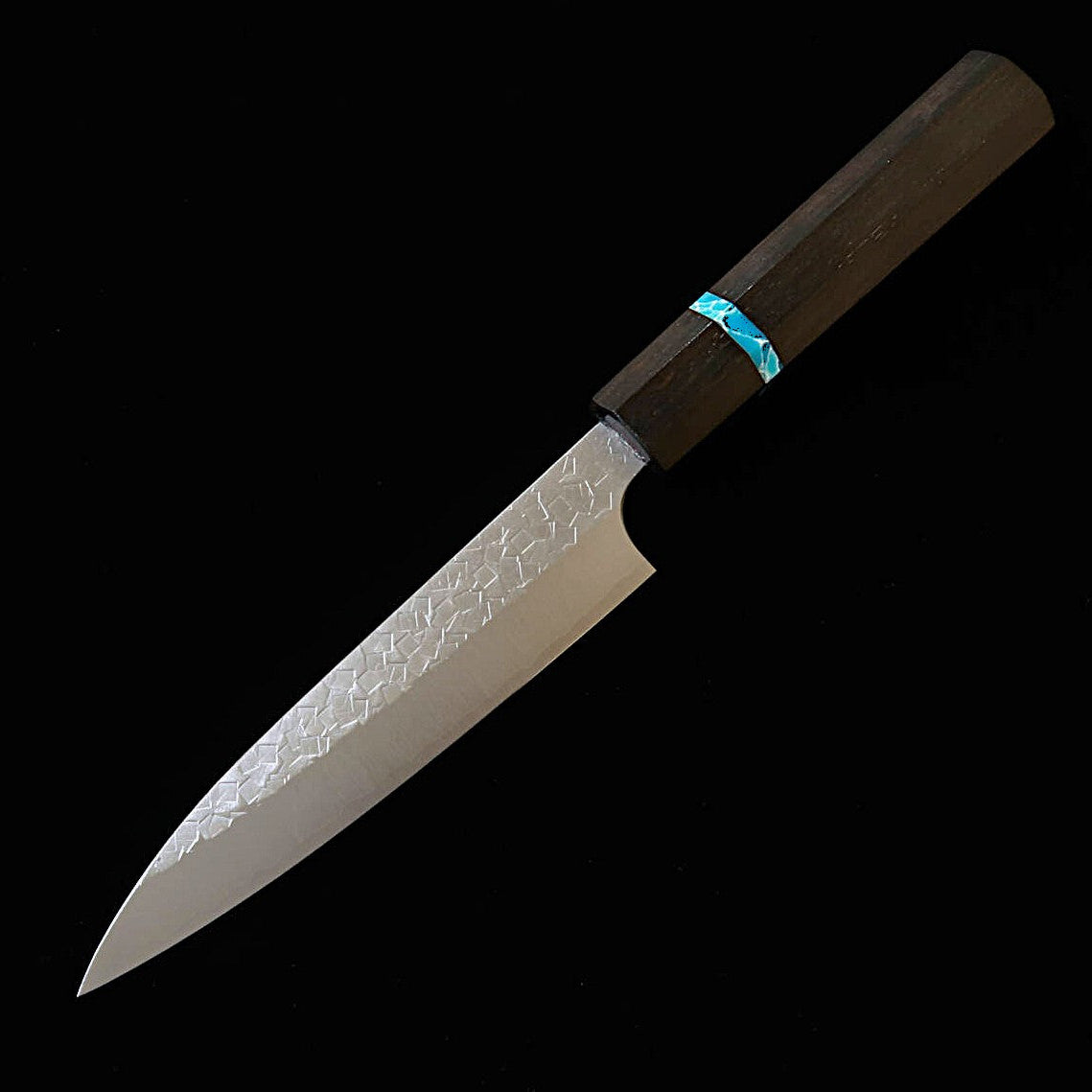 MIURA petty SG2, acabamento martelado, cabo octogonal em ébano com turquesa (90/135 mm)