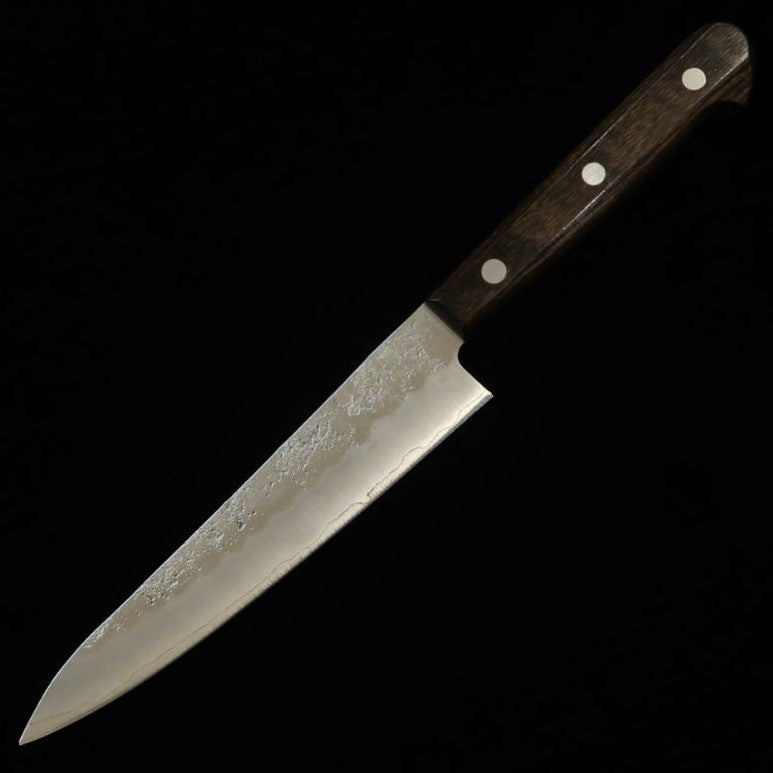 Petty MIURA Ginsan acabado Nashiji, mango laminado marrón oscuro (135mm) 