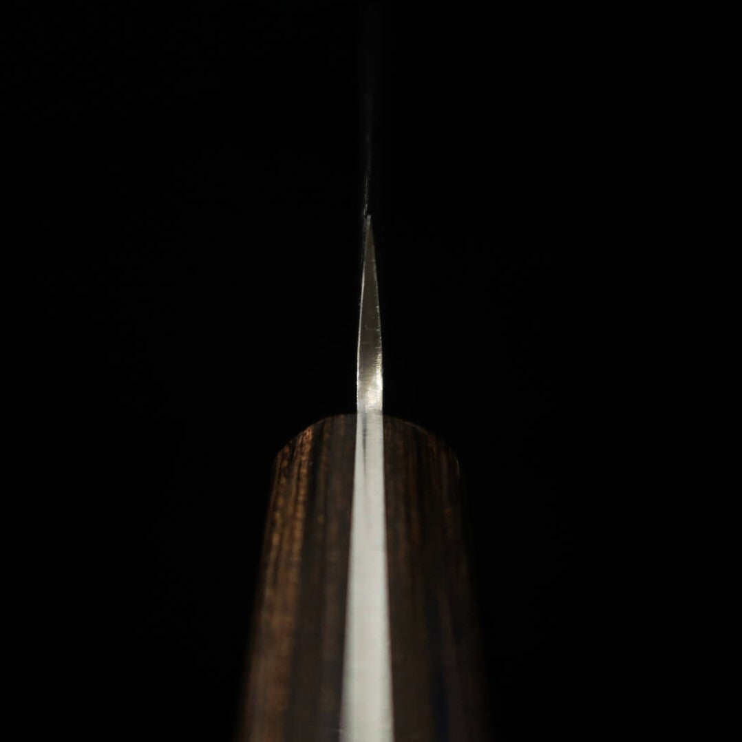 Petty MIURA Ginsan acabado Nashiji, mango laminado marrón oscuro (135mm) 