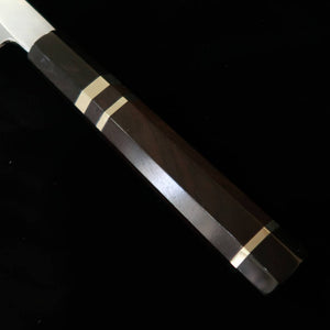 Miura Obidama Kiritsuke Yanagiba Left-Handed Ginzoku No.3 Wood Grain Finish Ebony Silver-Wrapped Handle (270mm)