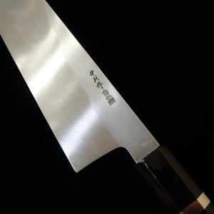 MIURA Obidama gyuto de un solo bisel, acero Shirogami #2, acabado bocashi, mango personalizado - morado (210/240 mm)