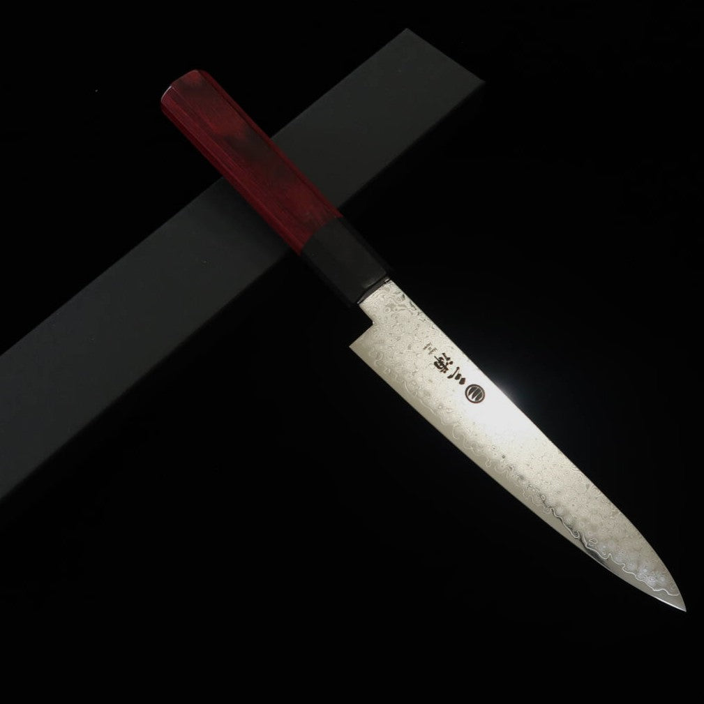 MIURA petty Damasco 33 capas mango octogonal laminado rojo (150 mm)