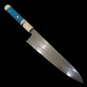 MIURA Obidama, Gyuto, Aogami no. 1, Damascus with white turquoise handle (210/240mm)