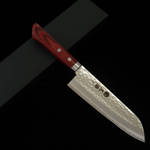 Miura MIURA Santoku V1 Martelée Manche rouge (165 mm)
