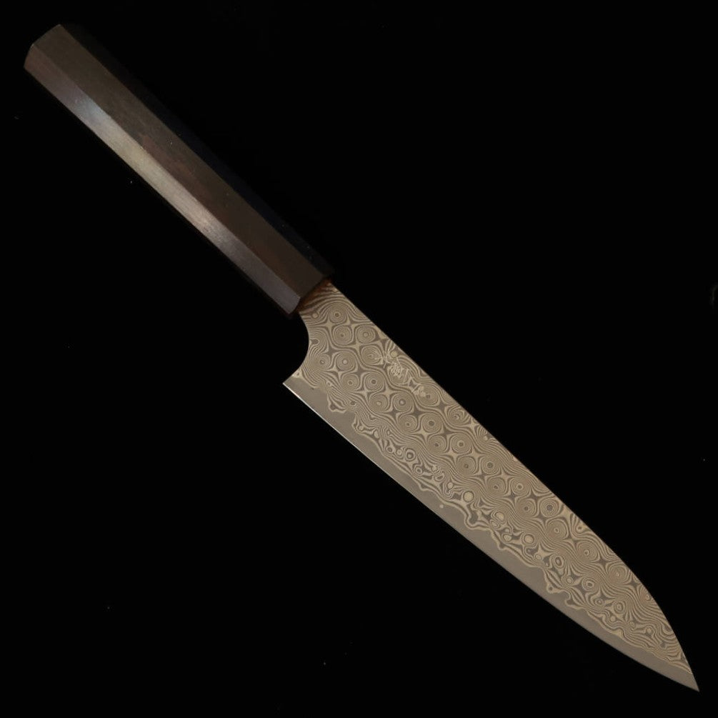 二唐刃物鍛造所 NIGARA 暗紋 ペティ SG2 黒檀一体型八角柄（150mm）