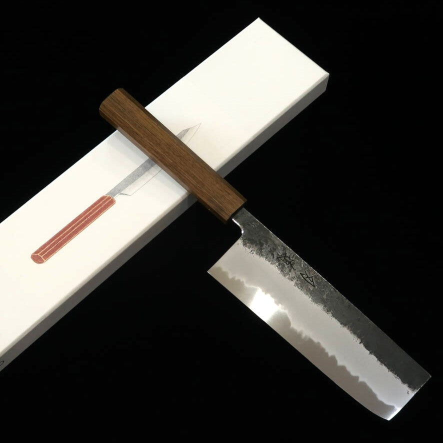 刃道HADO 墨 菜切 白紙二号 黒打ち 樫拭漆黒柄 （165ｍｍ）