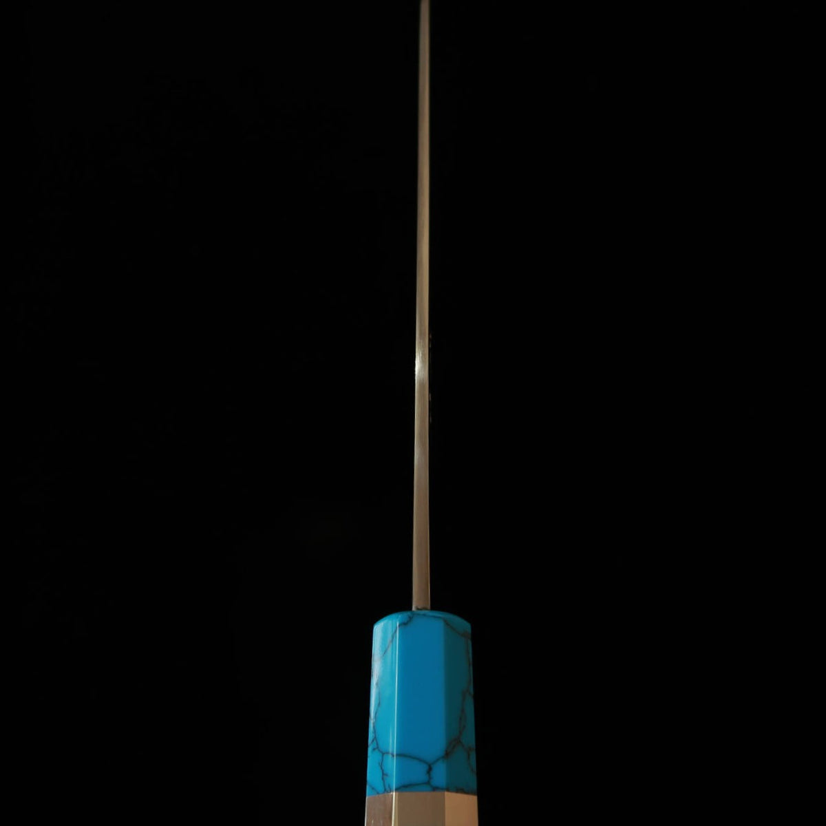 MIURA Obidama Gyuto de fio único Gin‑san #3 Acabamento espelhado Cabo de turquesa (240 mm)