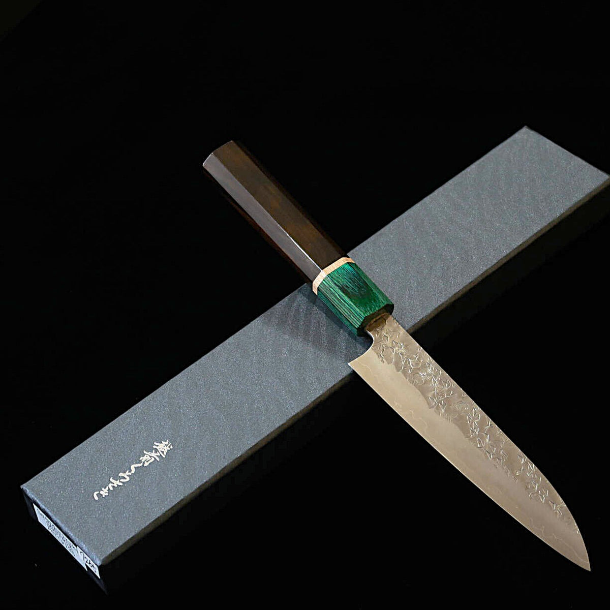 STYLE-K Kurosaki Makoto Petty Midorizuki SGSTRIX Hammered Octagonal Ebony Handle (135mm)