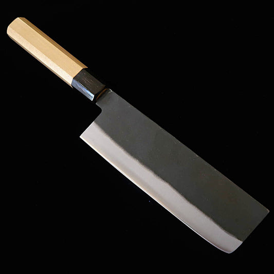 MIURA Nakiri White Steel No.2, Kurouchi Finish with Octagonal Magnolia Handle (165mm)