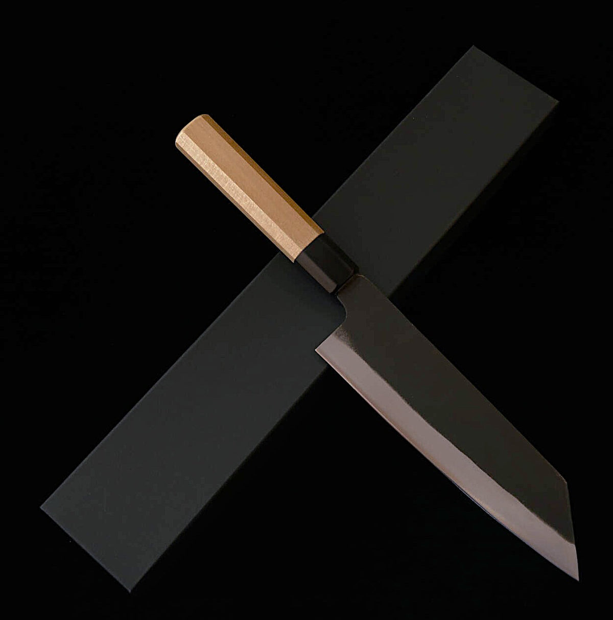 MIURA Bunka (Santoku) White Steel No.2, Kurouchi finish with Octagonal Walnut Handle  (165mm)